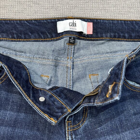 Cabi Womens Blue Denim Stars Slim Fit Boyfriend Jeans Cropped Rolled Cuffs Sz 6 - Picture 6 of 15